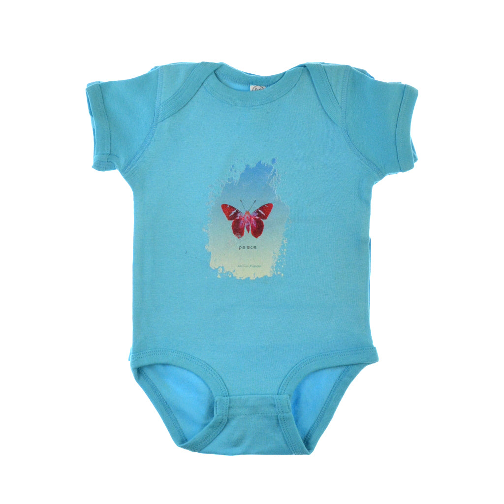 Walter Knabe Infant Onesie Butterfly Peace Turquoise