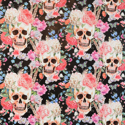 Walter Knabe Skull Floral Machine Printed Fabric
