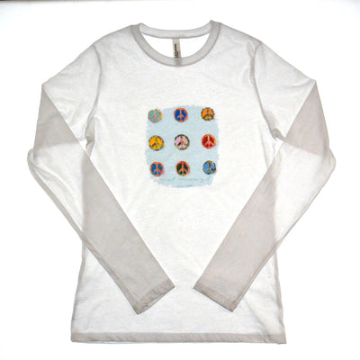 Walter Knabe Women's Long Sleeve White T Shirt Peace Not Enough