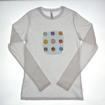 Walter Knabe Women's Long Sleeve White T Shirt Peace Not Enough