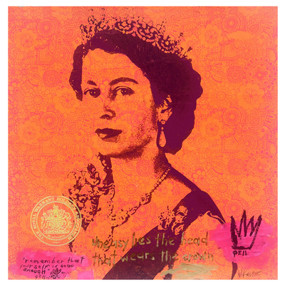 Walter Knabe Artwork The Vibrant QE II Unique Screenprint with Hand Painting