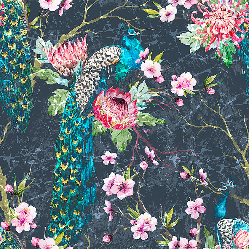 Wall Art Print  Love's Vibrant Peacock: Colorful Texture