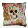 Walter Knabe Pillow 20" Velvet Skull Floral Camel