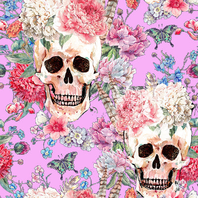 Walter Knabe Skull Floral Machine Printed Wall Covering