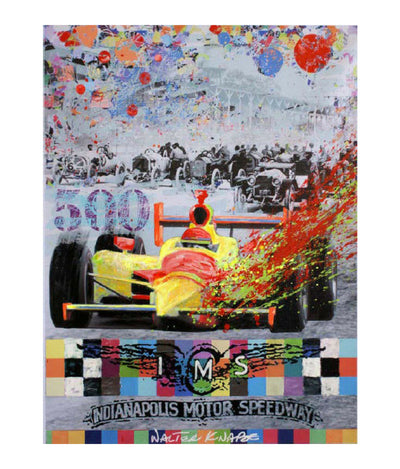 Walter Knabe Artwork Indy 500 Centennial Unique Mixed Media with Hand Painting (Canvas)