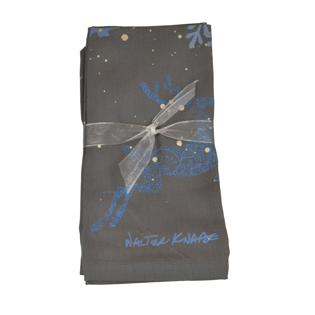 Walter Knabe Hand Printed Napkin Set Holiday Reindeer
